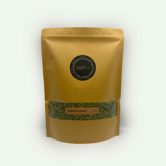 High-quality Iranian pistachio granules for toppings, fillings, and baking.