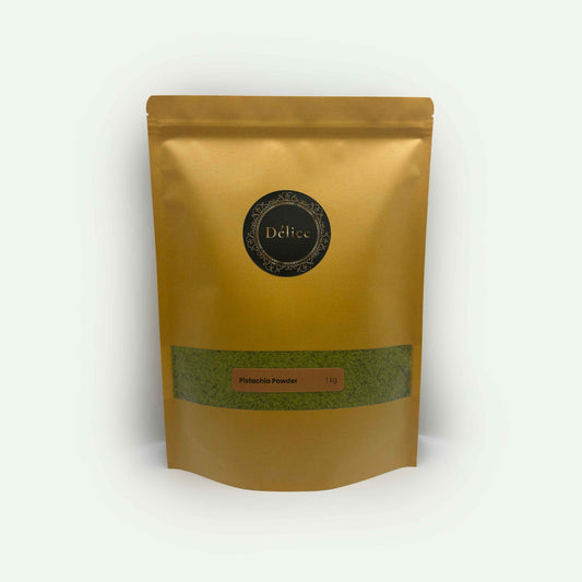 Finely ground Iranian pistachio powder for cakes, ice cream, and pastries.